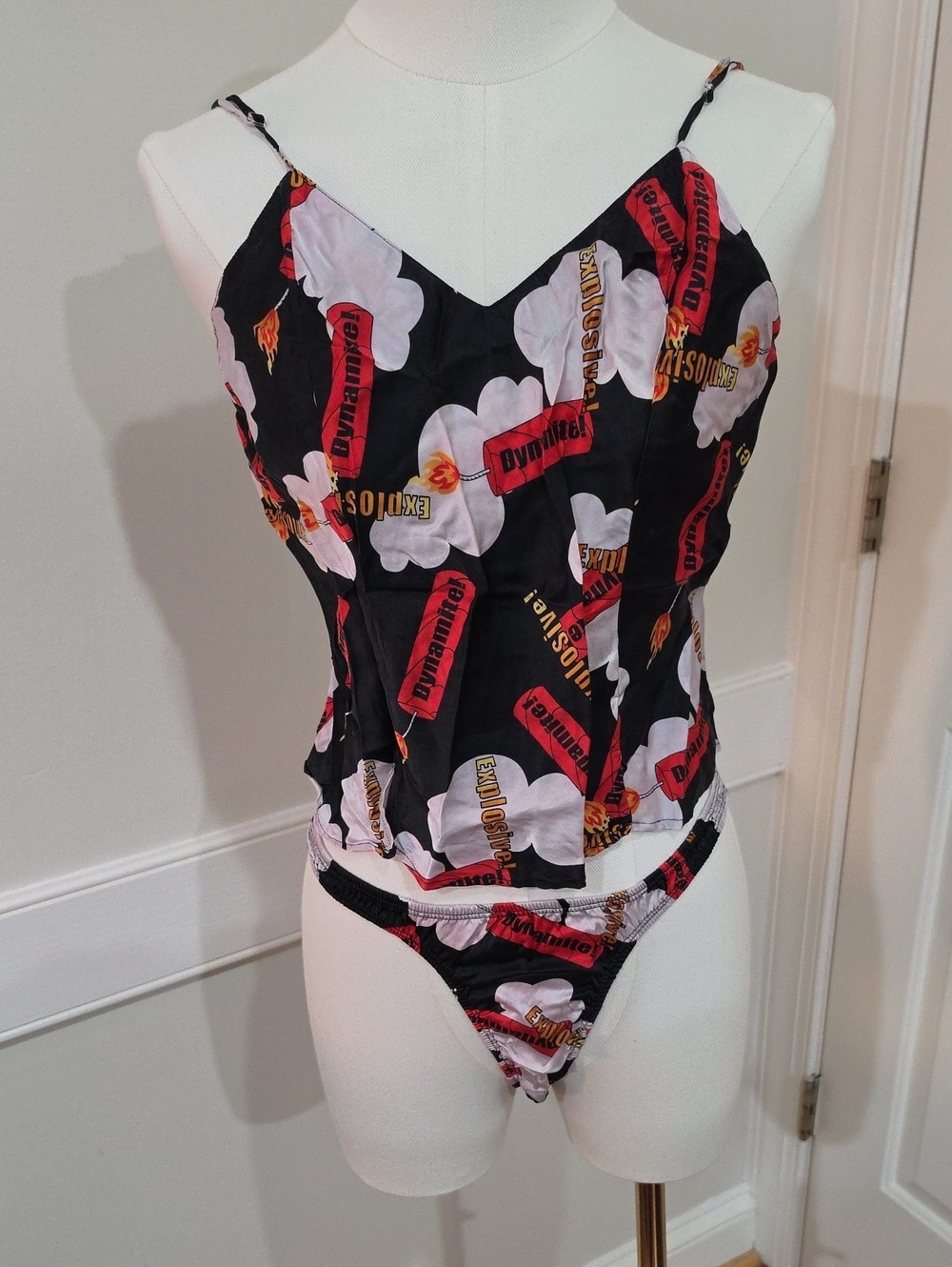 Vintage Magic Silk "Dynamite" 100% Silk Camisole & Thong Lingerie - Size L